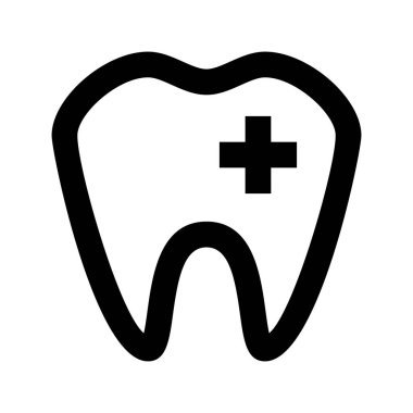 Beyaz arkaplanda diş simgesi, vektör illüstrasyonu