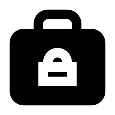 Beyaz arkaplanda Kilit simgesi olan çanta, vektör illüstrasyonu