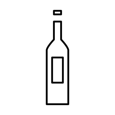 Beyaz arkaplanda şarap şişesi simgesi, vektör illüstrasyonu
