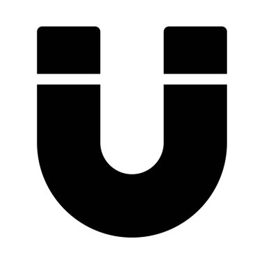 Beyaz arkaplanda mıknatıs siyah simgesi, vektör illüstrasyonu