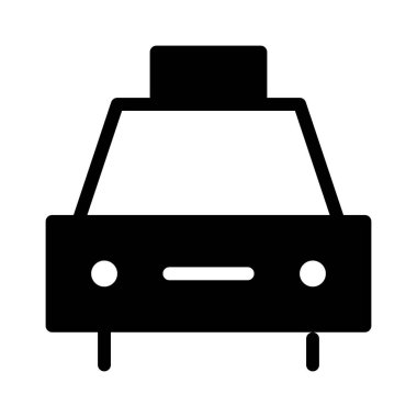 Beyaz arkaplanda taksi aracı simgesi, vektör illüstrasyonu