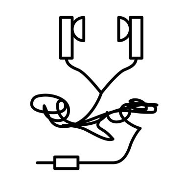 Düğümlenmiş Kulaklıklar simgesi, vektör illüstrasyonu