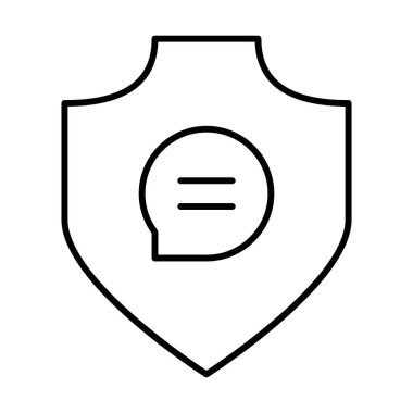 Beyaz arkaplan üzerindeki Sohbet Kalkanı simgesi, vektör illüstrasyonu