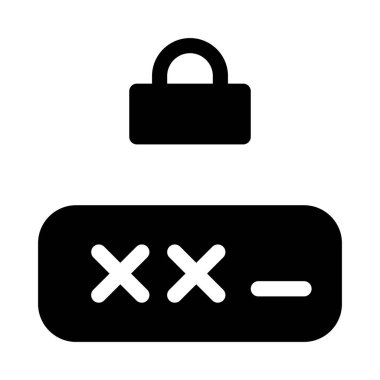 Beyaz arkaplanda Kilit simgesi olan parola, vektör illüstrasyonu