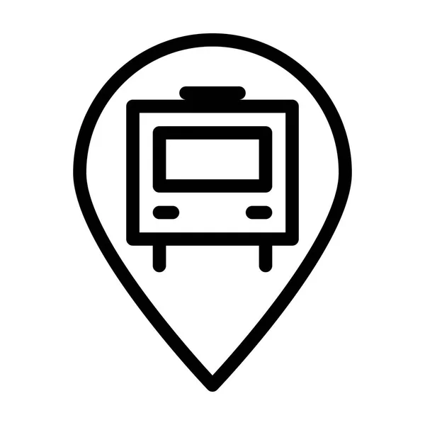 Bus Stop Helyszín Pin Ikon Vektor Illusztráció — Stock Vector
