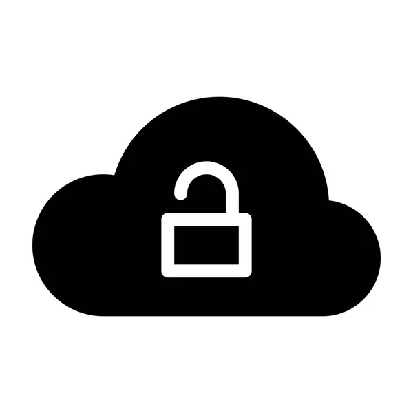 Cloud Unlock Icon White Background Vector Illustration — Stock Vector