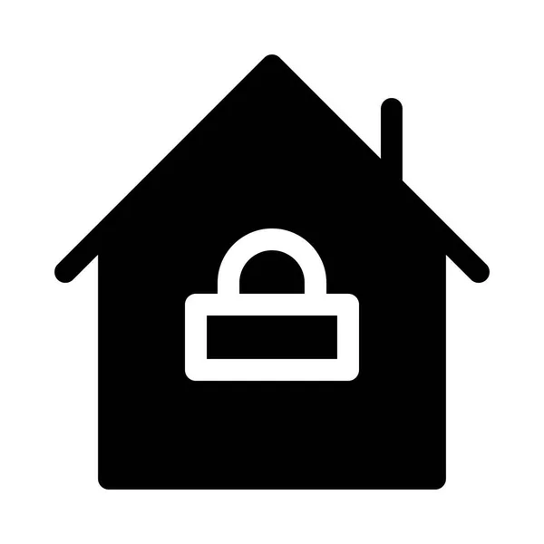 Σπίτι Εικονίδιο Lock Λευκό Φόντο Διανυσματική Απεικόνιση — Διανυσματικό Αρχείο