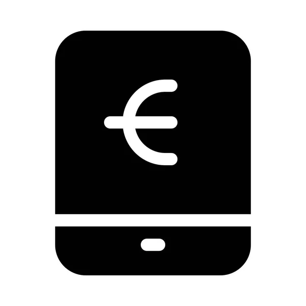 Значок Евро Планшета Символ Торговли Векторная Иллюстрация — стоковый вектор