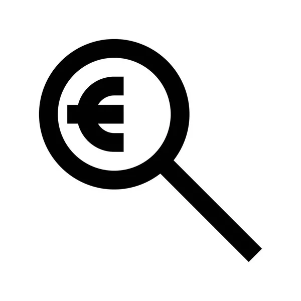 Wyszukiwanie Euro Finance Zoom Interface Ikona Białym Tle Ilustracja Wektor — Wektor stockowy