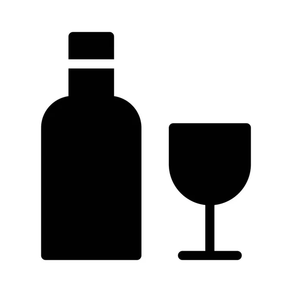 Wijnfles Glazen Icoon Witte Achtergrond Vectorillustratie — Stockvector