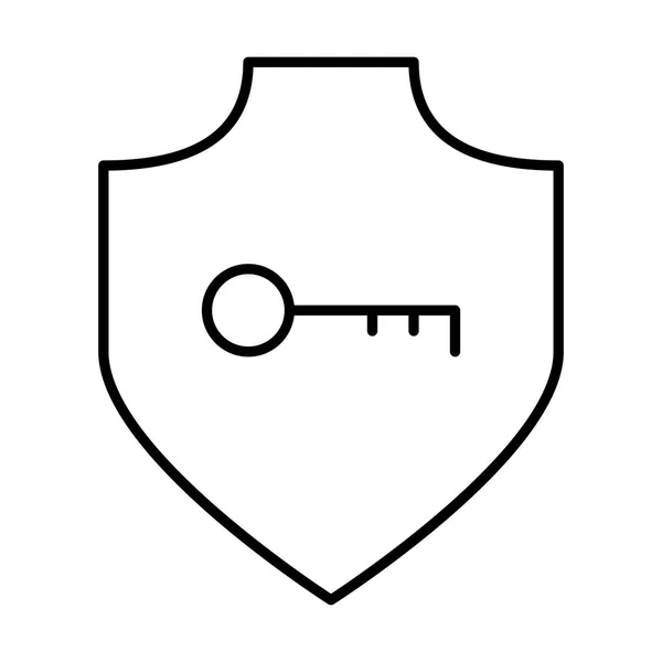 Key Shield Icon White Background Vector Illustration — Stock Vector