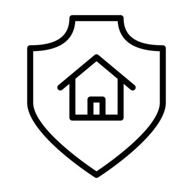 Beyaz arkaplanda Ev Kalkanı simgesi, vektör illüstrasyonu