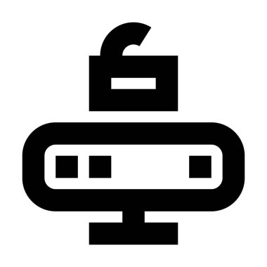 Beyaz arkaplan, vektör illüstrasyonunda sunucu simgesini aç