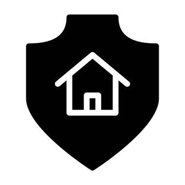 Beyaz arkaplanda Ev Kalkanı simgesi, vektör illüstrasyonu