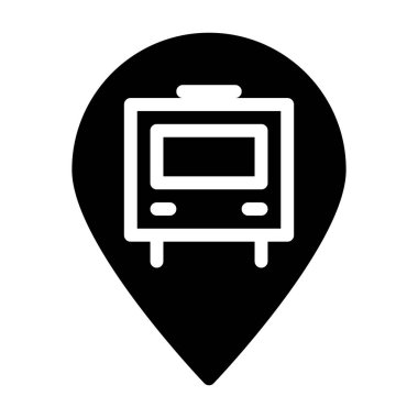 Otobüs Durağı Konum Pin simgesi, vektör illüstrasyonu