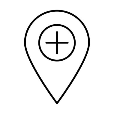 Hastane Konumu simgesi, vektör illüstrasyonu