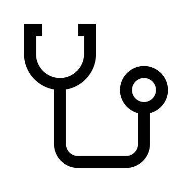 Beyaz arkaplanda steteskop simgesi, vektör illüstrasyonu