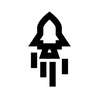 Roket, uzay gemisi simgesi, vektör illüstrasyonu