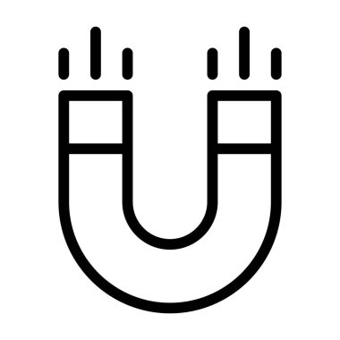 Beyaz arkaplanda mıknatıs siyah simgesi, vektör illüstrasyonu