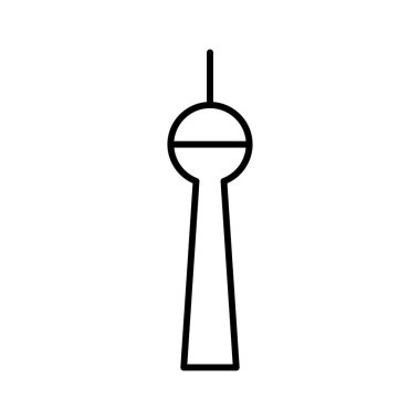 Beyaz arkaplanda Kule Şehir simgesi, vektör illüstrasyonu