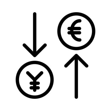  Para Birimi Değişimi Euro Yen simgesi, vektör illüstrasyonu