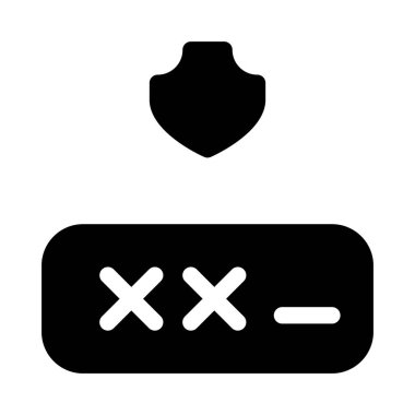 Beyaz arkaplanda parola kalkanı simgesi, vektör illüstrasyonu