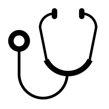 Beyaz arkaplanda steteskop simgesi, vektör illüstrasyonu