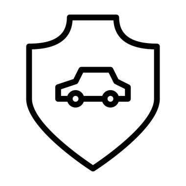 Beyaz arkaplanda Araba Kalkanı simgesi, vektör illüstrasyonu