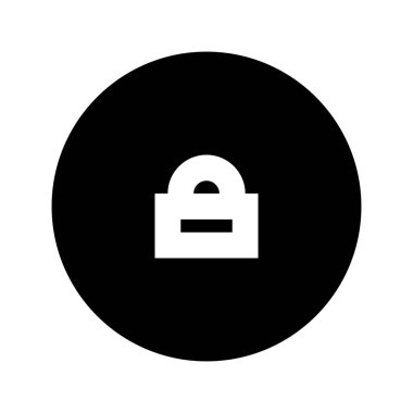 Beyaz arkaplanda Kilit simgesi olan çember, vektör illüstrasyonu