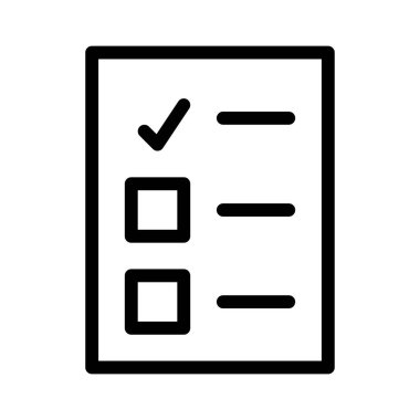 Beyaz arkaplan üzerindeki kontrol listesi simgesi, vektör illüstrasyonu