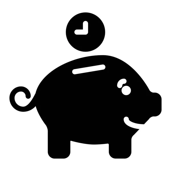 Salvar Tempo Piggy Bank Ícone Ilustração Vetorial — Vetor de Stock