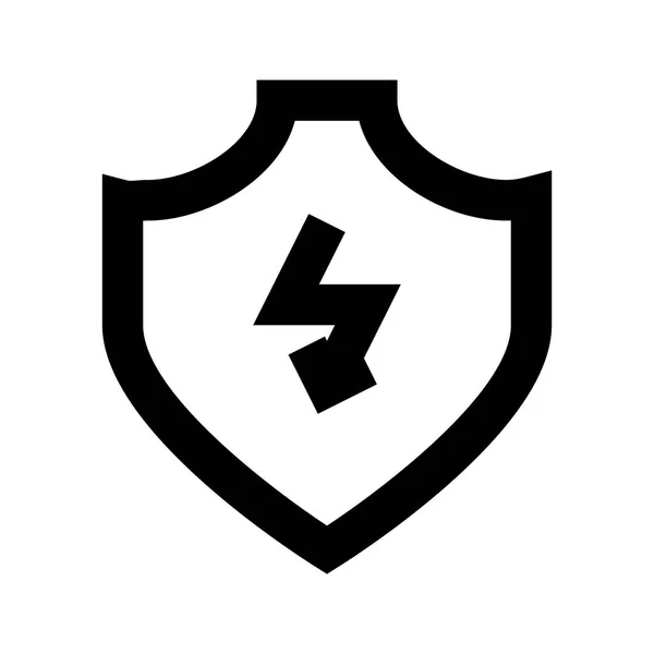 Shield Bolt Flash Icoon Witte Achtergrond Vector Illustratie — Stockvector