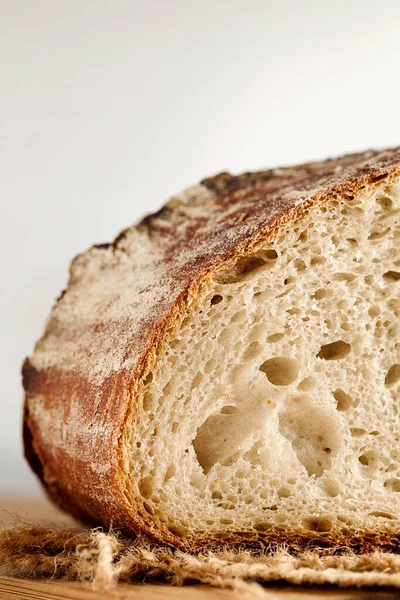 Detail Rustic Bread Sourdough Crumb Split Half — Stock Photo, Image