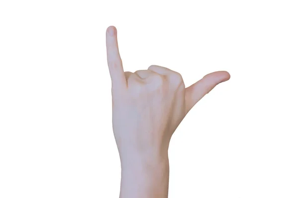 Goat sign ,Young woman hand isolated gesture — Stock Photo, Image