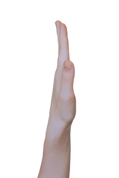 Hej eller stoppa tecken, ung kvinna hand isolerade gest — Stockfoto