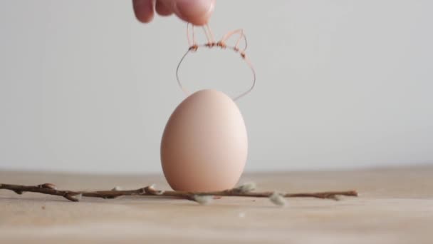 Jajko Wielkanocne Diy Wykonana Stylu Bunny Minimalne Pojęcie Wielkanoc Pomysł — Wideo stockowe