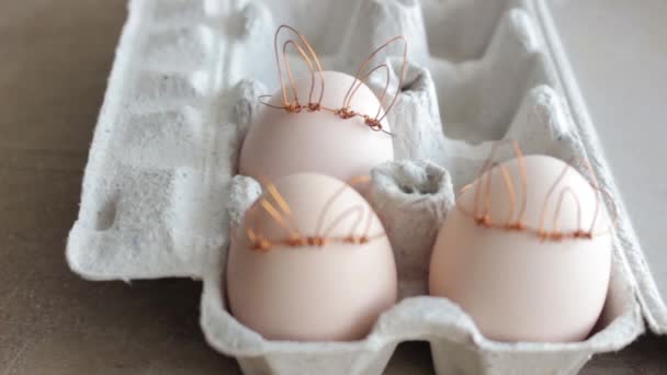Diy Easter Egg Gemaakt Stijl Van Bunny Minimale Pasen Concept — Stockvideo