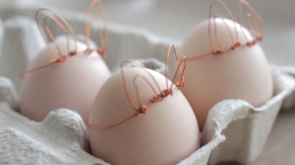 Easter Diy Ovo Feito Estilo Coelho Conceito Mínimo Páscoa Ideia — Vídeo de Stock