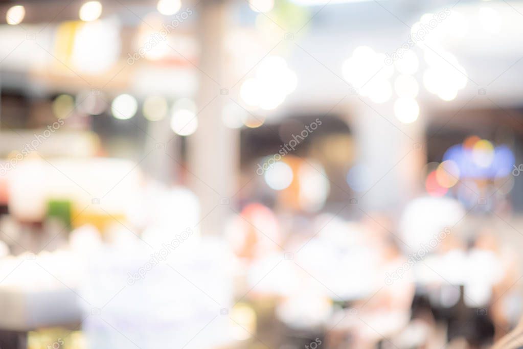 Abstract blurred shopping mall or department store. Blur hospital hall interior space. Defocused public building background or backdrop for business and health concepts