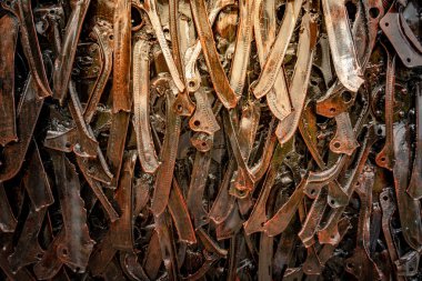 Rustik çelik kalıp, geri dönüşüm metal makine bölümünden. Ağır sanayi kavramı