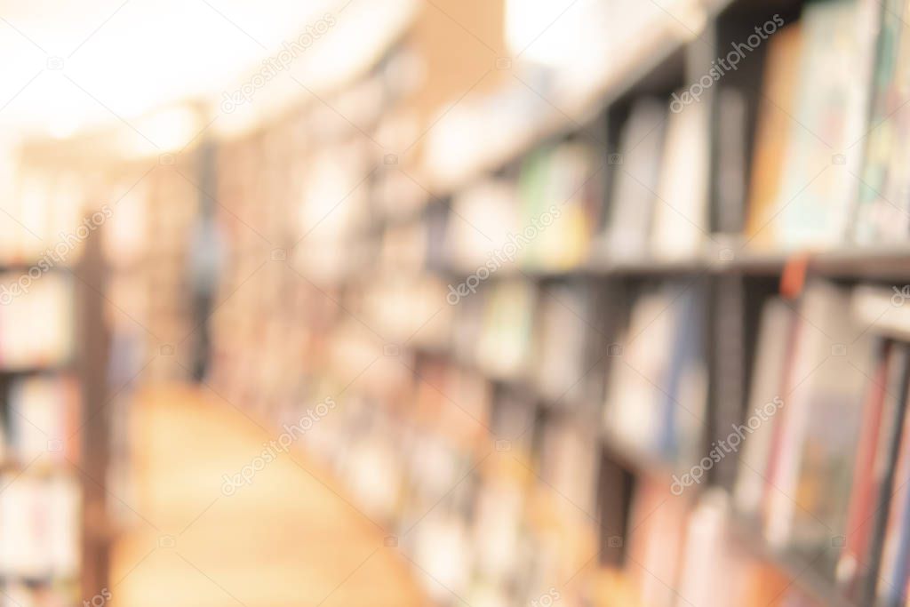Abstract blur bookstore interior background