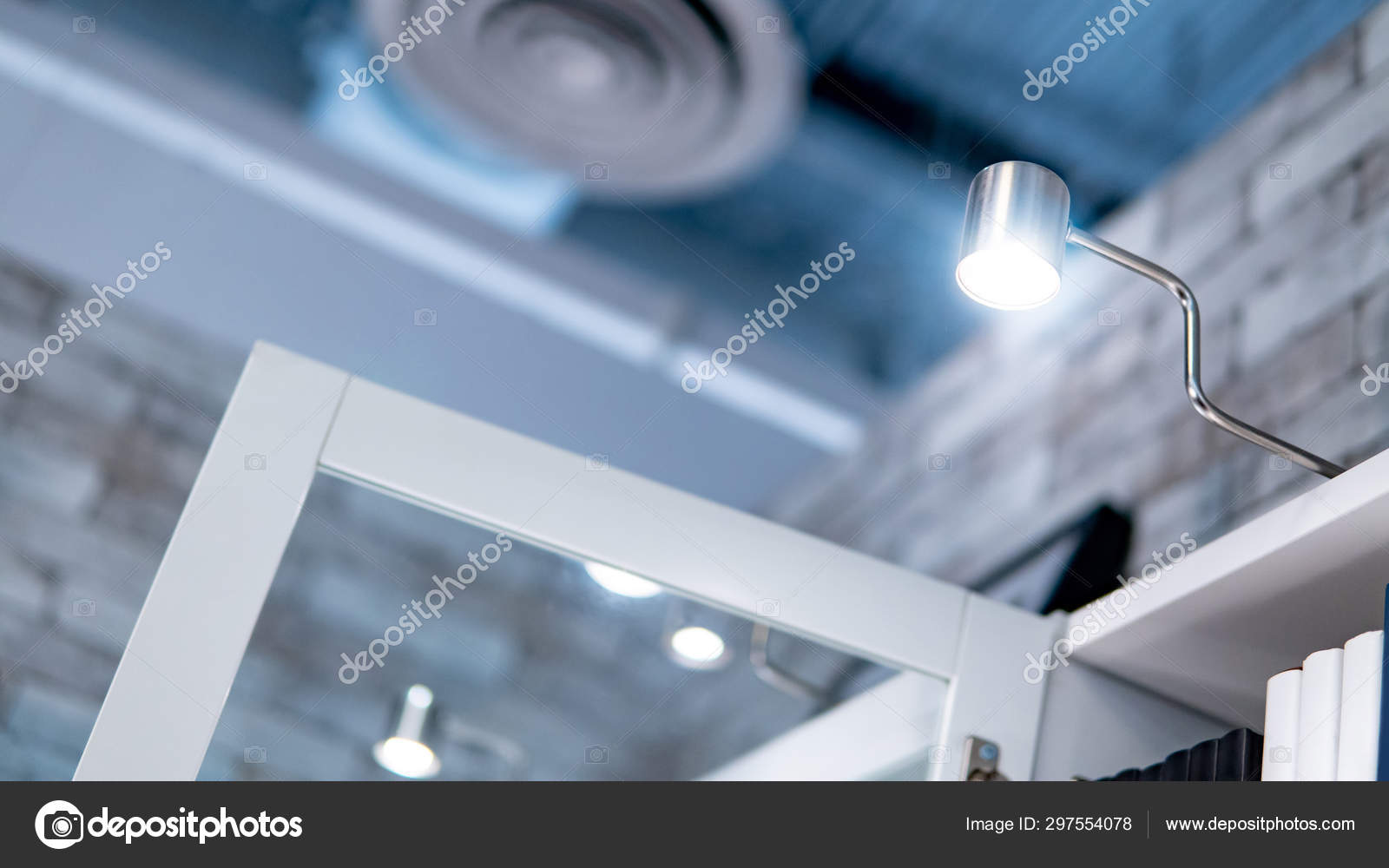 Led Cabinet Lighting On The Top Bookshelf Stock Photo C Zephyr18