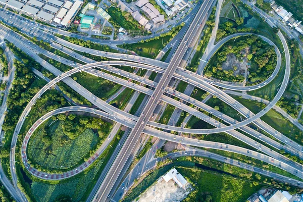Aerial view of road interchange