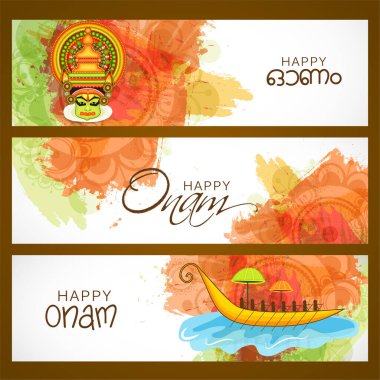 Onam Hint Festivali 'nin Vektör İllüstrasyonuna Kerala Hasat Festivali de denir..