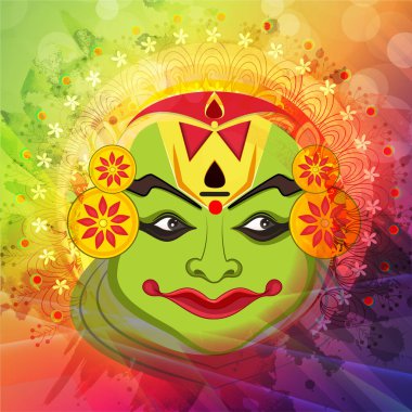 Onam Hint Festivali 'nin Vektör İllüstrasyonuna Kerala Hasat Festivali de denir..