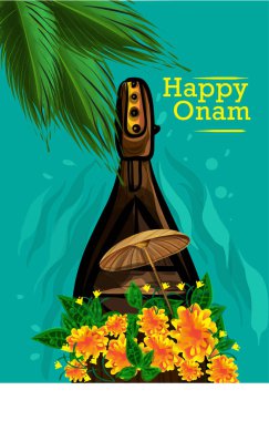 Onam Hint Festivali 'nin Vektör İllüstrasyonuna Kerala Hasat Festivali de denir..