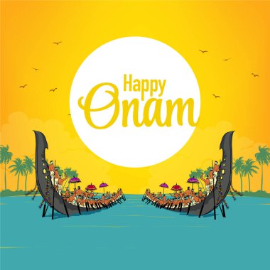 Onam Hint Festivali 'nin Vektör İllüstrasyonuna Kerala Hasat Festivali de denir..