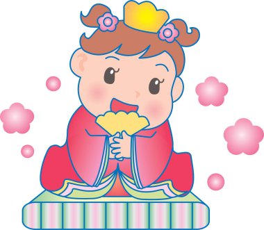 Bir prens gibi giyinmiş, tacı olan mutlu bir bebeğin temsilcisi.