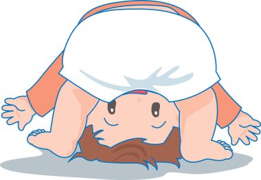 Mutlu bir bebeğin baş aşağı canlandırması