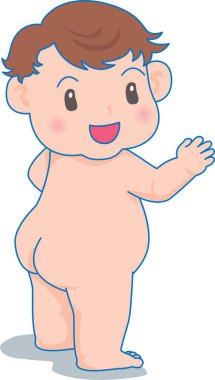 Çıplak ve mutlu bir bebeğin vektör çizimi